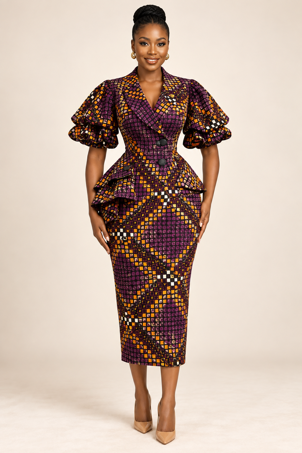 Mosaïque — Ensemble peplum prune